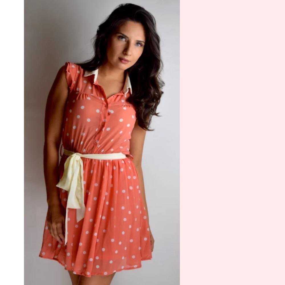 Ivory Dotted Collared Dress